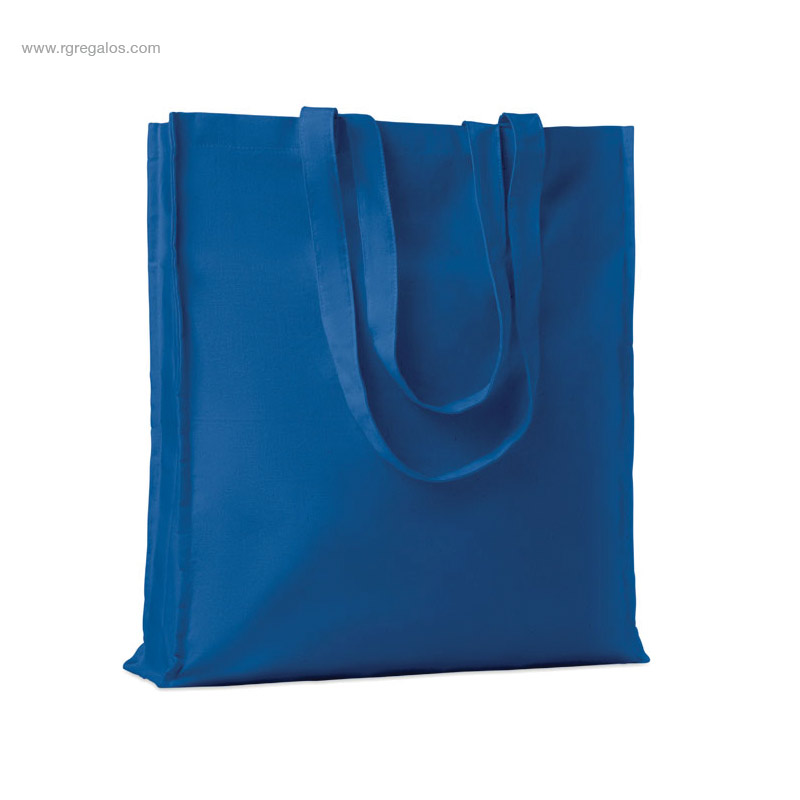 Bolsa algodón colores con fuelle azul