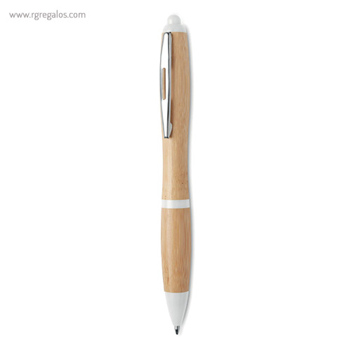 Bolígrafo-de-bambú-y-ABS-blanco-RG-regalos-publicitarios