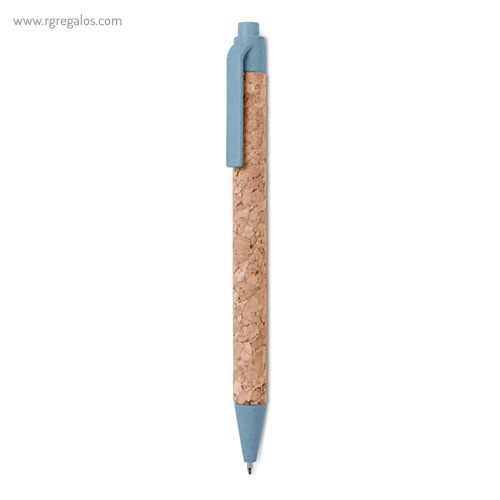 Bolígrafo-de-corcho-y-paja-azul-RG-regalos