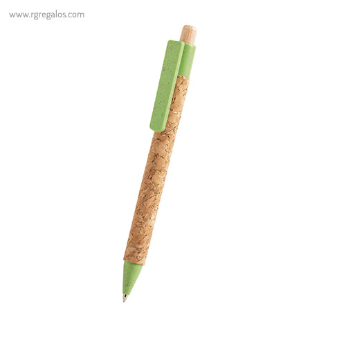 Bolígrafo-en-corcho-natural-verde-RG-regalos-personalizados