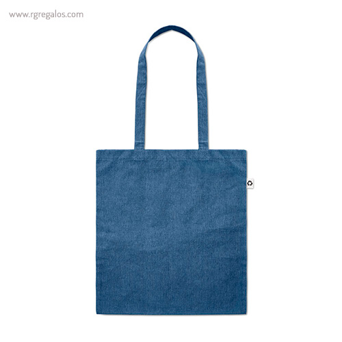 Bolsa de algodón reciclado azul asas largas- RG regalos publicitarios