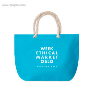 Bolsa-de-playa algodón-logo-turquesa-RG-regalos