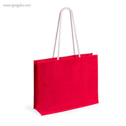 Bolsa de playa en yute colores roja - RG regalos publicitarios
