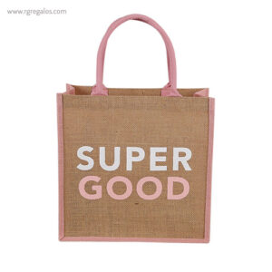 Bolsa de yute lateral y asas color verde logo - RG regalos publicitarios