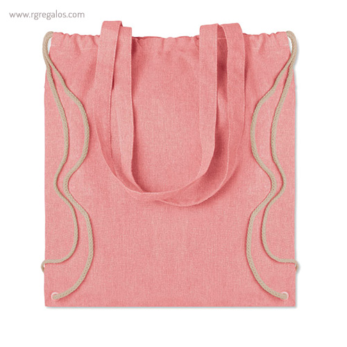 Bolsa mochila de algodón reciclado rosa con asas - RG regalos publicitarios