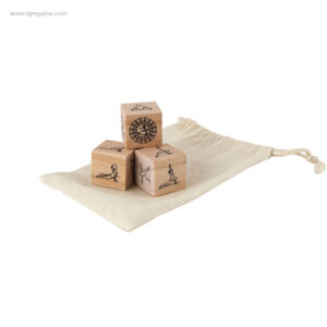 Juego yoga madera bolsa algodón regalos ecológicos empresa