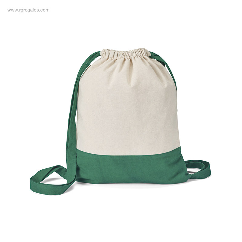 Mochila-saco-algodón-bicolor verde-RG-regalos
