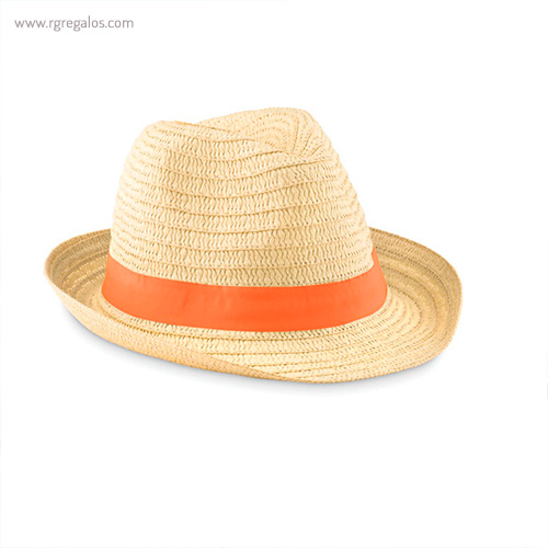 Sombrero de papel paja cinta naranja 1- RG regalos publicitarios