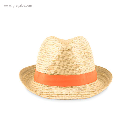 Sombrero de papel paja cinta naranja - RG regalos publicitarios