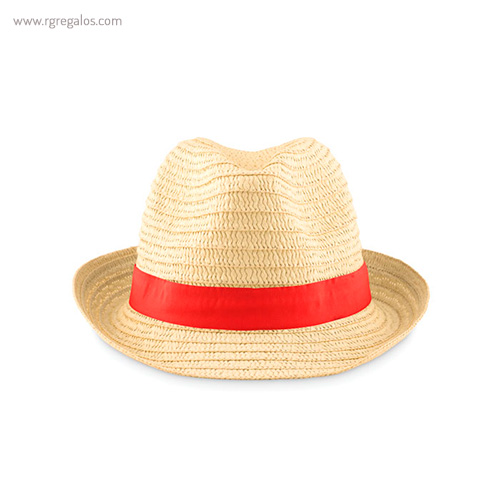 Sombrero de papel paja cinta roja - RG regalos publicitarios