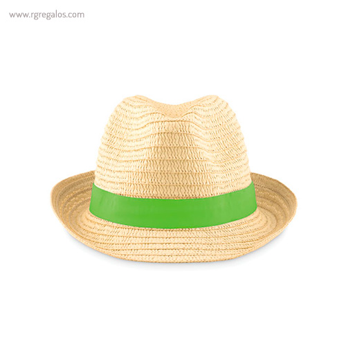 Sombrero de papel paja cinta verde - RG regalos publicitarios