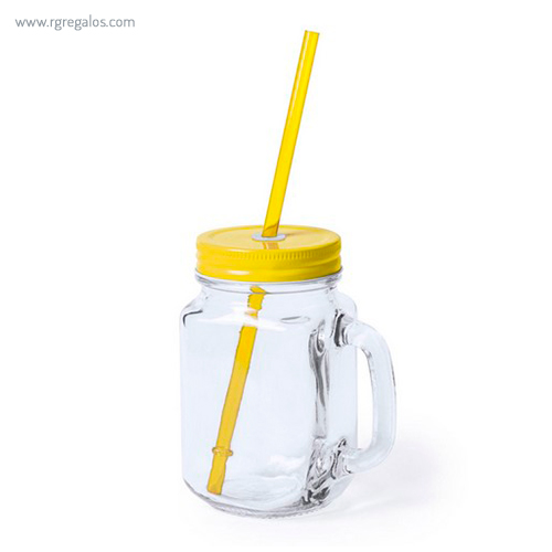 Tarro de cristal con asa amarillo - RG regalos publicitarios