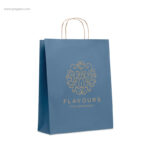 Bolsa papel colores azul logo RG regalos ecológicos