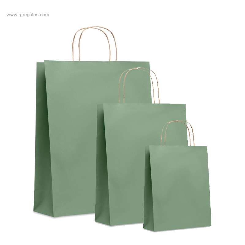 Bolsa papel colores verde RG regalos ecológicos