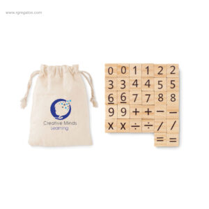 juego matemáticas madera bolsa logo RG regalos