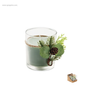 Vela personalizada decoración bosque hojas