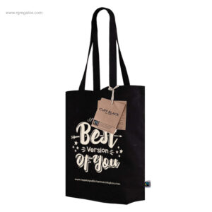 Bolsa algodón Fairtrade negra 280gr con frase