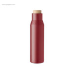 Botella termo acero inox y bambú roja