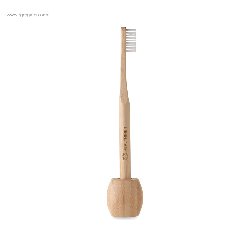Cepillo dientes soporte bambú con logo