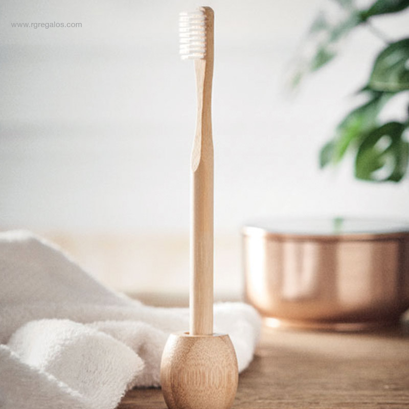 Cepillo dientes soporte bambú elegante