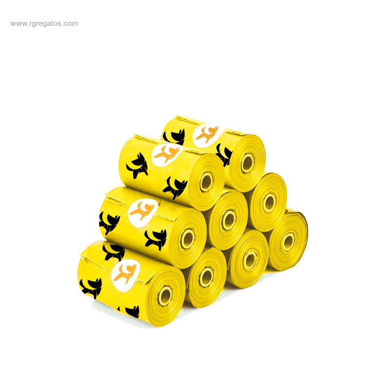 Bolsas personalizadas biodegradables perro amarillas