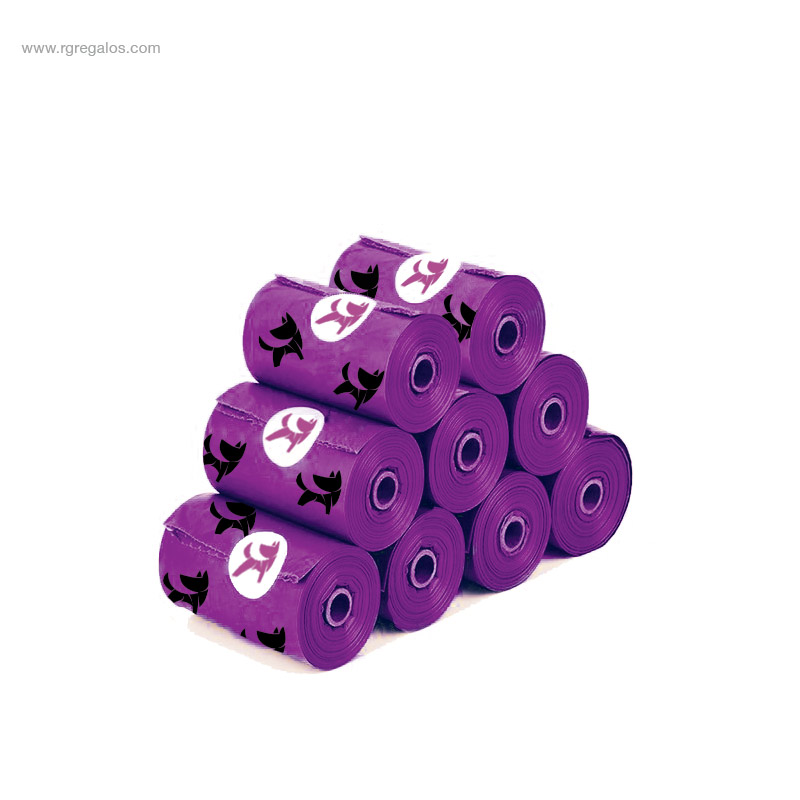 Bolsas personalizadas biodegradables perro violeta