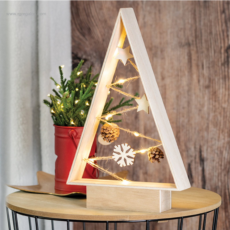 Árbol Navidad madera con LED