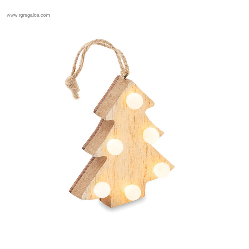 Árbol madera con luz para regalos navideños
