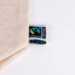 Bolsa algodón Fairtrade natural 280gr detalle etiqueta