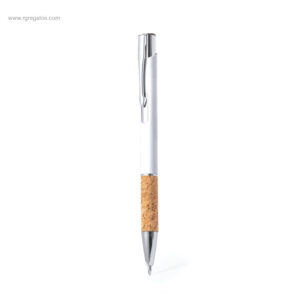 Bolígrafo corporativo corcho y aluminio blanco
