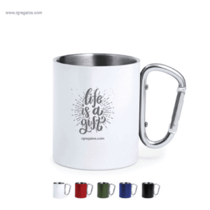 Taza doble pared 300ml con mosquetón para regalos de empresa ecológicos